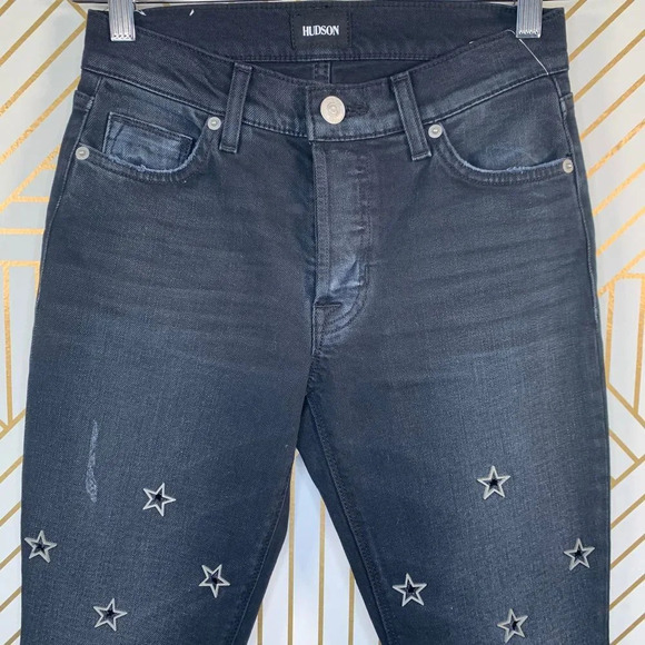 Hudson Riley Crop Relaxed Star Straight Jeans - Picture 3 of 10